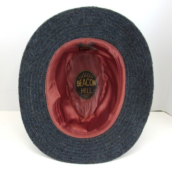 YoungAn Beacon Hill Men's Blue Felt Fedora Size L 7 1/4-7 3/8 Made in Korea - Picture 6 of 8